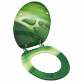 VidaXL Capac WC, MDF, verde, model picătură de apă