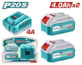 TOTAL - KIT 2 BATERII SI INCARCATOR 20V 4.0Ah PowerTool TopQuality