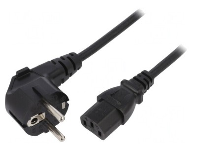 Cablu Alimentare 3x1mm2 cu Ștecăr Unghiular și Conector IEC C13 PVC foto