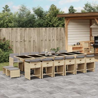 vidaXL Set mobilier grădină cu perne, 17 piese bej combinat poliratan 3277955 foto