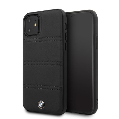 Husa TPU BMW Signature Horizontal Lines pentru Apple iPhone 11, Neagra BMHCN61PELBK foto