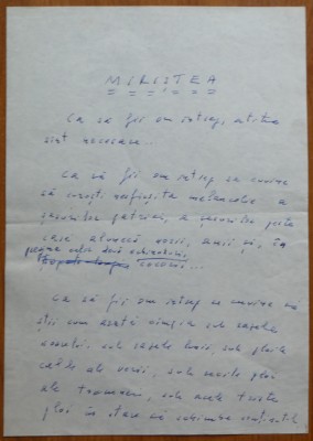 Manuscris olograf Geo Bogza , Miristea , 6 pagini foto