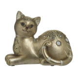 Pisica decor din rasina Gold 19 cm x 14 cm, Inart