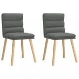 Set 2 Scaune Sufragerie Gri Inchis Textil vidaXL, Lemn Masiv, 45x54x86 cm, Confortabile, Design Modern