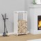 Gossi suport pentru lemne de foc alb 44x28x90 cm otel laminat la rece