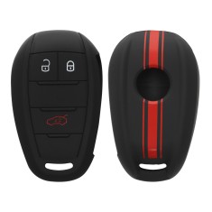 Husa Cheie Auto pentru Alfa Romeo - 3 Butoane, kwmobile, Silicon, Negru / Rosu, 53855.03