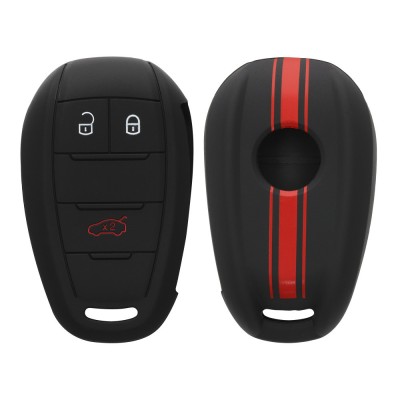 Husa Cheie Auto pentru Alfa Romeo - 3 Butoane, kwmobile, Silicon, Negru / Rosu, 53855.03 foto