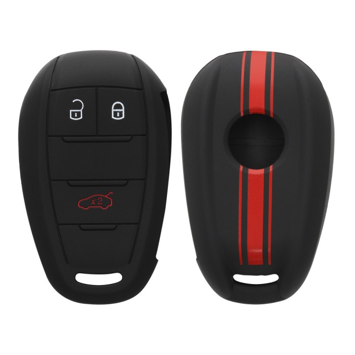 Husa Cheie Auto pentru Alfa Romeo - 3 Butoane, kwmobile, Silicon, Negru / Rosu, 53855.03
