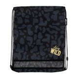 Rucsac cu snur Strigo Stay Wild, negru, pentru copii, 42A 31 cm