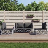 vidaXL Set mobilier gradina 4 piese cu perne alb otel modular canapea exterior