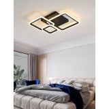 Cumpara ieftin Lustra LED 88W, 3 patrate negre, telecomanda, aplicatie telefon, lumina/rece/calda/neutra, intensitate reglabila