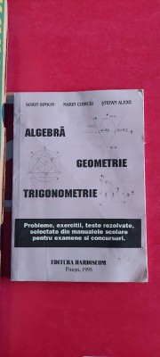 ALGEBRA GEOMETRIE TRIGONOMETRIE PROBLEME EXERCITII TESTE REZOLVATE SIMION ALEXE foto