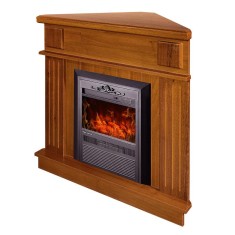 Semineu electric Art Flame 3D Marina de colt nut &amp; Cristina cu lemne, Efect de flacara reala, Telecomanda, 2000 W