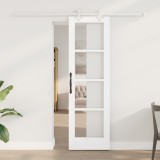 Ușă glisantă vidaXL cu hardware Alb 61x198.5 cm Lemn masiv de pin, Ușă interioară vidaXL cu sticlă &#039;ORKDAL&#039;Alb 61x198.5x4 cm