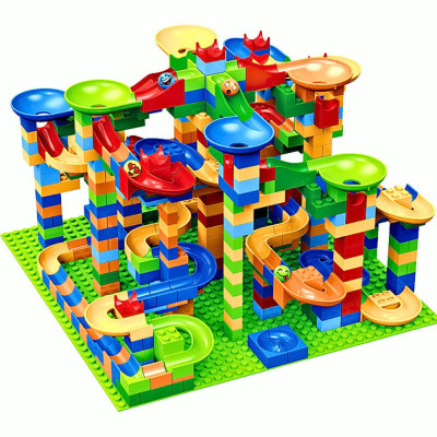 joc, set constructie pista labirint cu bile amuzante, 515 piese multicolore foto