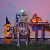 vidaXL Schelet de Halloween Manual Ajustabil Alb 155 x 38.5 cm Plastic
