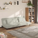vidaXL Canapea extensibilă cu 2 locuri, 2 perne, crem, catifea 375814