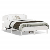 VidaXL Cadru de pat cu tăblie, alb, 120x190 cm, lemn masiv pin