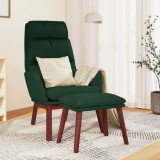 VidaXL Scaun de relaxare cu taburet, verde &icirc;nchis, catifea