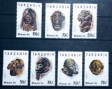 Tanzania 1992 sculptura, arta măști preistorice SERIE 7v nestampilata, Nestampilat