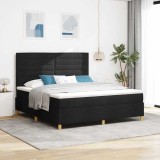 Cumpara ieftin Pat cu arc LED cu headboard Negru 180 x 200 cm tesatura