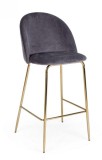 Cumpara ieftin Scaun de bar cu spatar picioare fier auriu si sezut catifea gri Carry 51 cm x 55 cm x 105 h x 74 h1