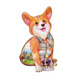 Puzzle Marele Corgi, 210 piese, lemn, 7 cristale Swarovski