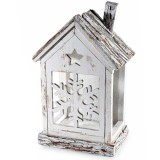 Felinar Craciun lemn alb maro cm 22 x 14 x 35 H