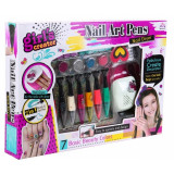 Cumpara ieftin Kit pentru pictat si decorat unghiile, 7 markere, lampa, alimentare baterii, multicolor, 6+
