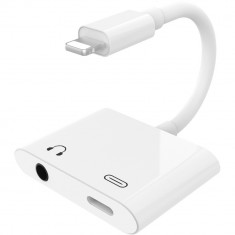 Adaptor 2 in 1 de la Lightning la Jack Mama 3,5mm, Lightning Charging foto