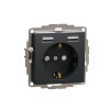 Priza Schuko Schneider Sedna Antracit, 2P+E, 16A, cu USB A+A si Protectie Copii