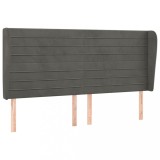 Cumpara ieftin Tablie de pat cu aripioare gri inchis 203x23x118/128 cm catifea