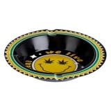 Scrumieră metalică rotundă neagră cu model emoji, &Oslash;14x2cm, CMCLASS