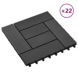vidaXL Plăci de pardoseală, 22 buc., negru, 30 x 30 cm, WPC, 2 mp