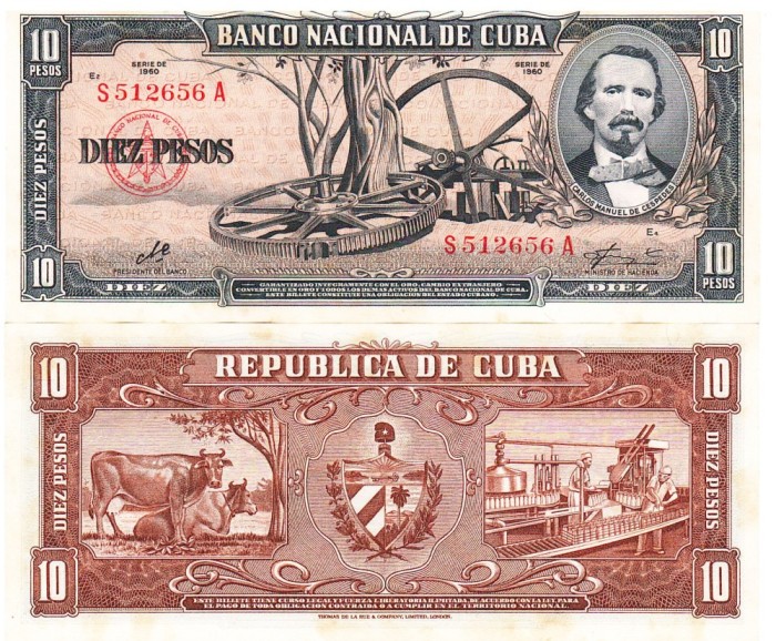 Cuba 10 Pesos 1960 P-88 aUNC
