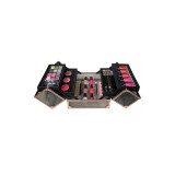 Geanta Machiaj cu Produse Cosmetice, Technic, Beauty Case, Black &amp; Rose Gold