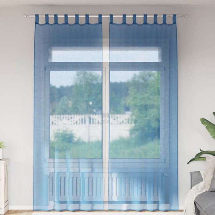 vidaXL Perdele Voile cu Bucle 2 buc Albastru Regal 140x260 cm