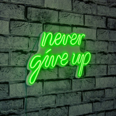 Decoratiune luminoasa LED, Never Give Up, Benzi flexibile de neon, DC 12 V, Verde