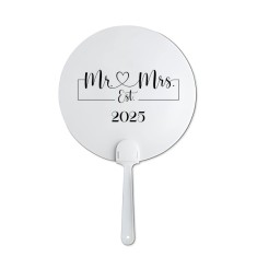 Evantai pentru mireasa, accesoriu pentru nunta, vara, alb, Mr &amp; Mrs 2025