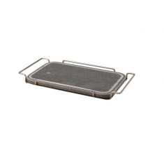 Platou piatra 25x35 cm pentru cuptor, cu suport inox si manere
