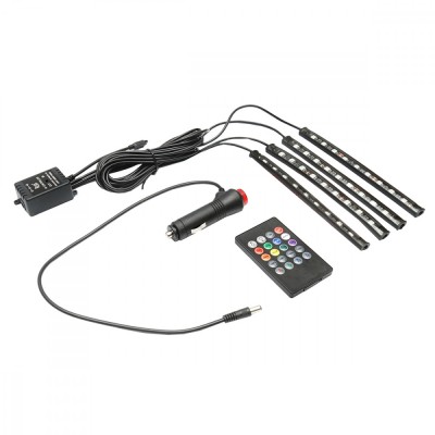 Kit lumini ambientale interior auto RGB LED 12V/6A cu telecomanda foto