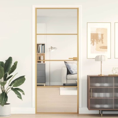 vidaXL Ușă de interior Slim auriu 83x201,5cm sticlă temperată/aluminiu 155133 foto