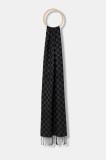 Karl Lagerfeld eșarfă cu l&acirc;nă culoarea negru, cu imprimeu, 554131.805001