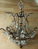 Spectaculos lampadar antic in stilul francez Empire din bronz și elemente din cristal