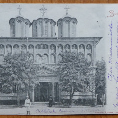 Carte postala clasica , Bucuresti , Mitropolia , circulata , 1902