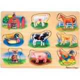 Puzzle lemn cu sunete Animale de la Ferma Melissa and Doug, Melissa &amp; Doug