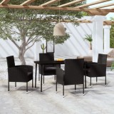 vidaXL Set de servit masa pentru grădină, 5 piese, negru