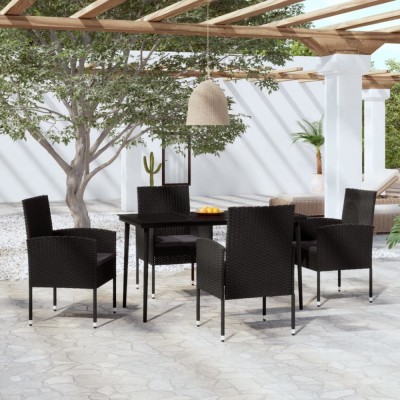vidaXL Set de servit masa pentru grădină, 5 piese, negru foto