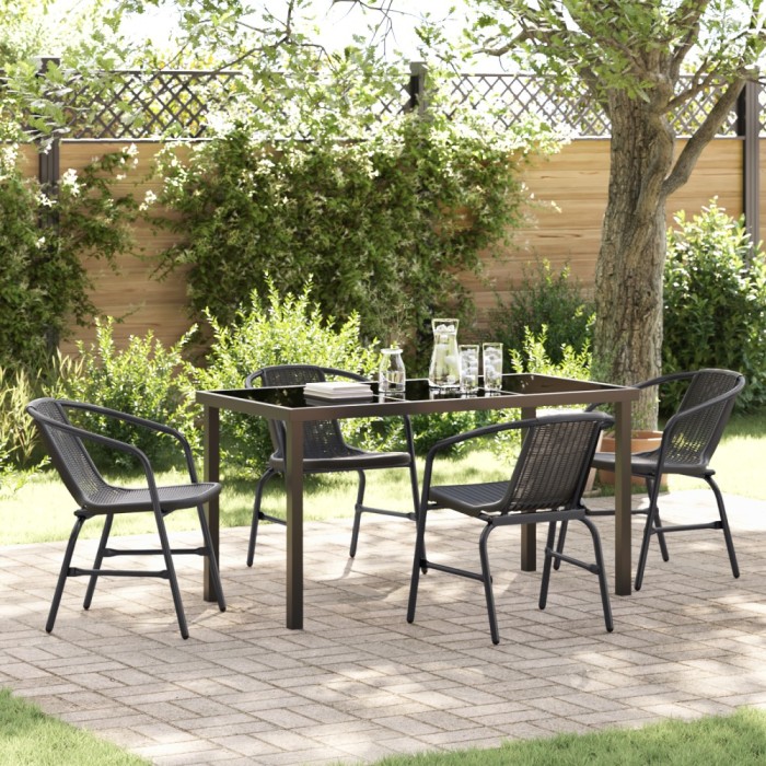 Gossi set de dining de gradina 5 piese negru poly rattan