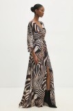 Answear Lab rochie culoarea maro, maxi, evazată
